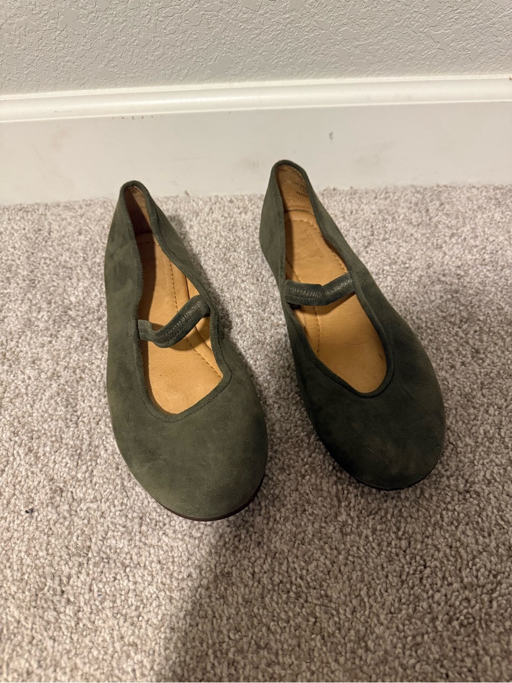 Frye Olive Green Suede Mary Jane Flats